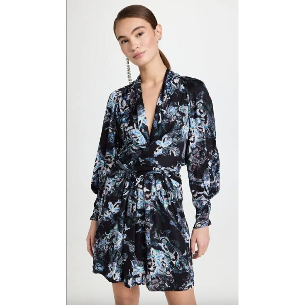 IRO Paris Camolla Faux Wrap Dress Black Womens Size 36 US 4